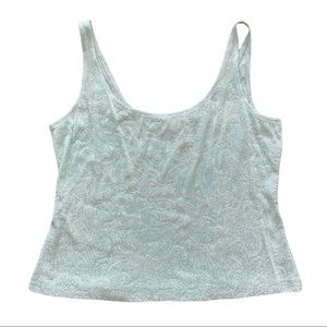 VINTAGE 90s ALEX EVENINGS SPARKLY BABY BLUE PAISLEY TOP size xl